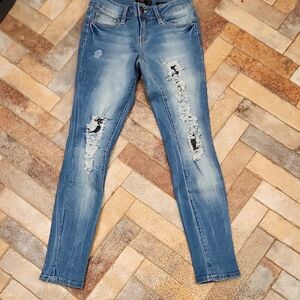 YMI Light Blue Distressed Skinny Jeans